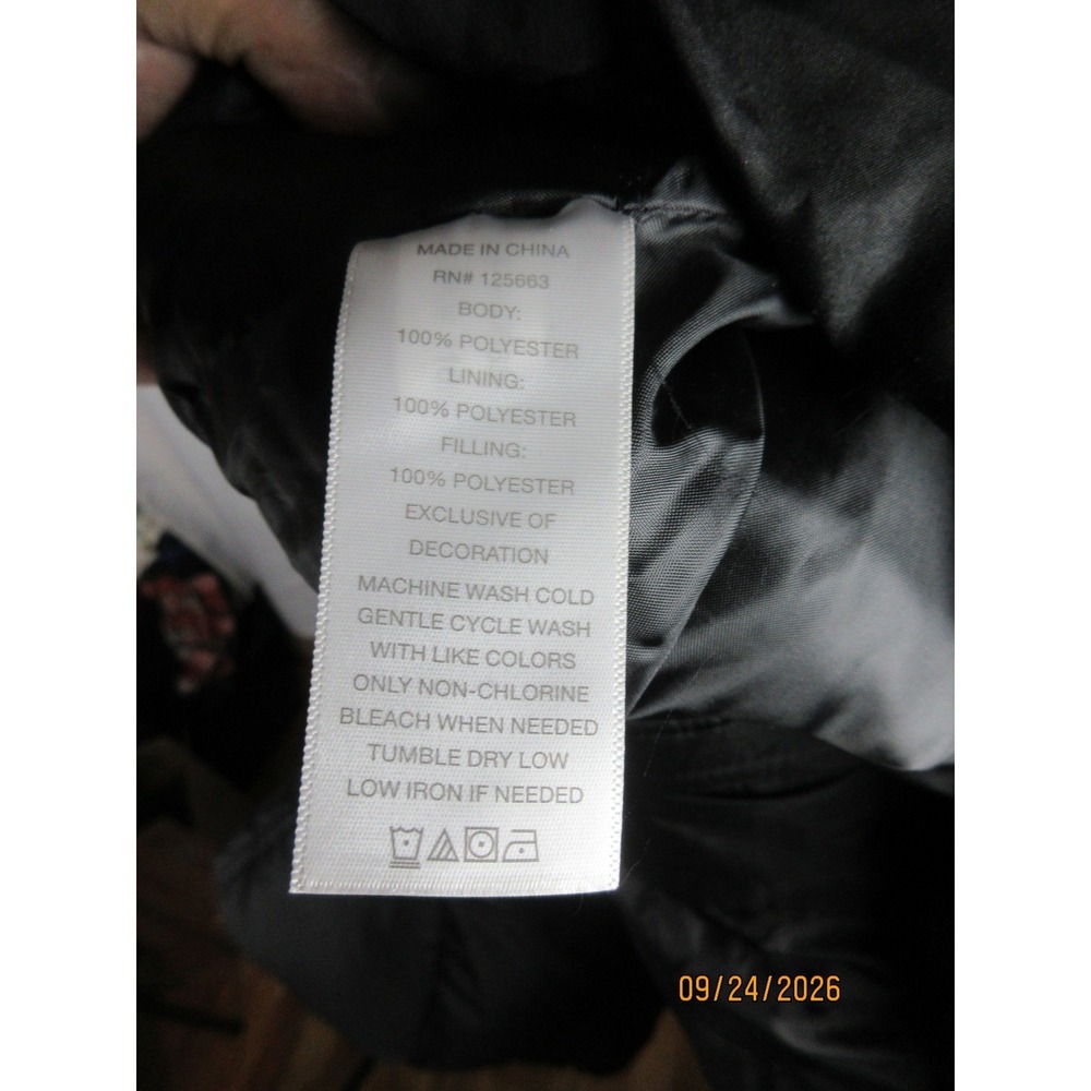 Berkley Jensen Mens Quilted Puffer Jacket Black Water Resistant Hooded Medium - Picture 4 of 7